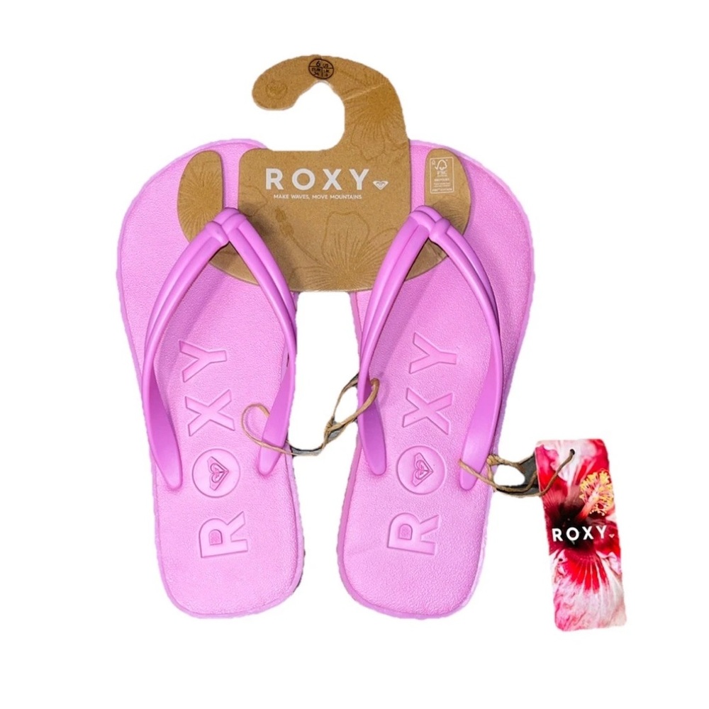 Roxy Soft Sole Black White Gold Flip Flops NWT Ladies 6